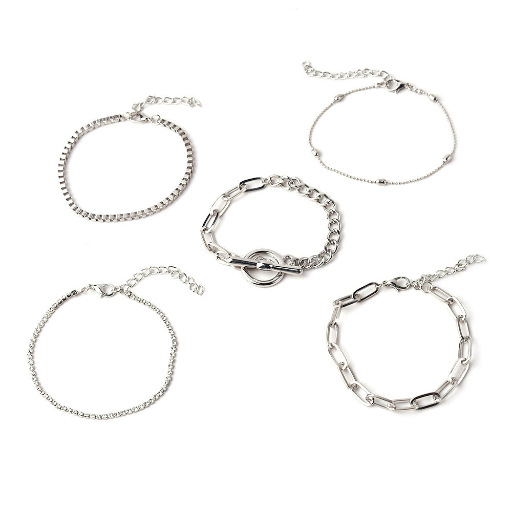 Set of 5 Trendy Metal Bracelet