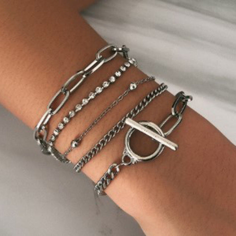 Set of 5 Trendy Metal Bracelet