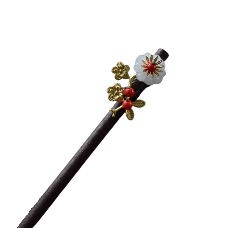 GUANMEI - Wood Hairpin with Cute Flowers