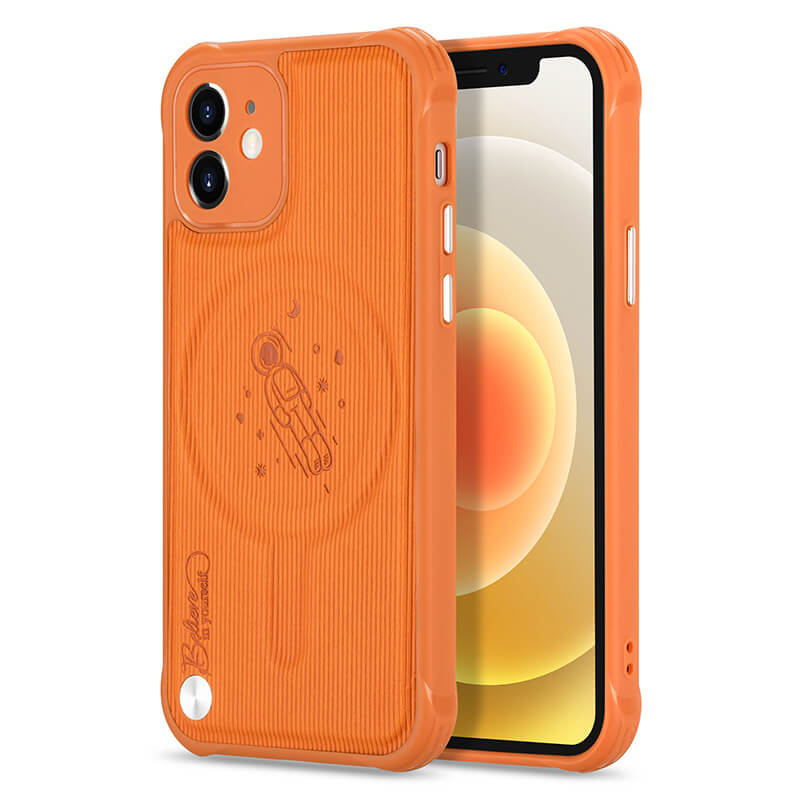 Space Travel iPhone Case - Orange - Compatible Phone Models from iPhone 6 to iPhone 14 Pro Max