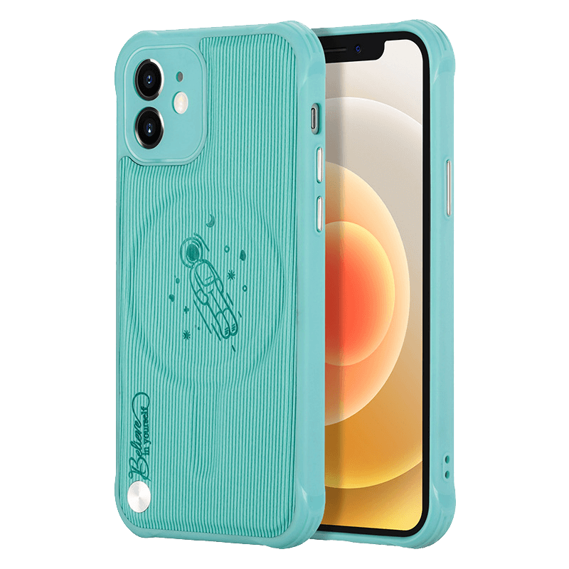Space Travel iPhone Case - Mint Green - Compatible Phone Models from iPhone 6 to iPhone 14 Pro Max