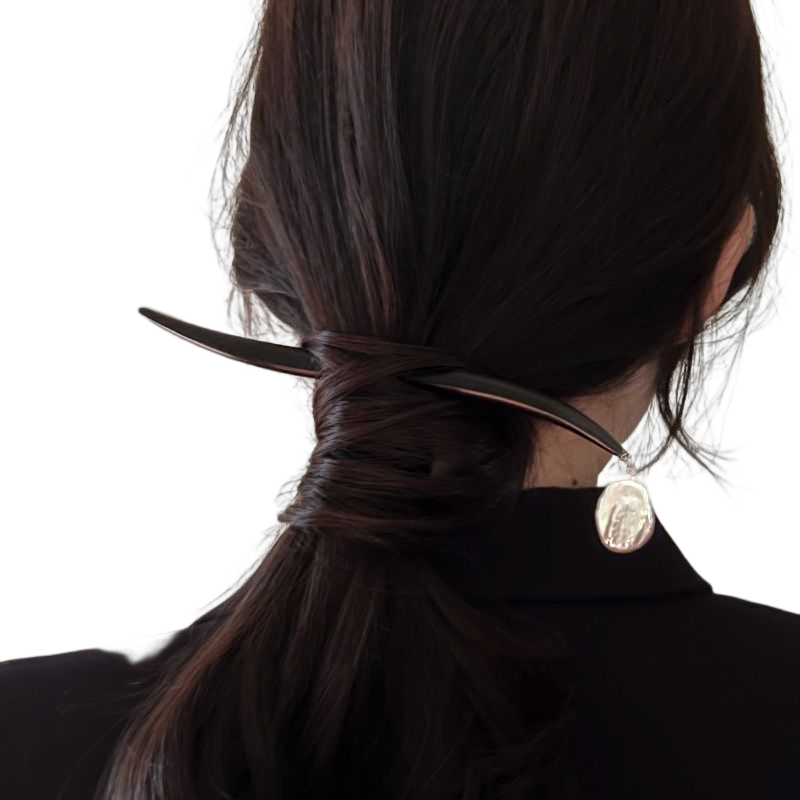 ZHUYU - Irregular Shaped Pearl Wood Hairpin