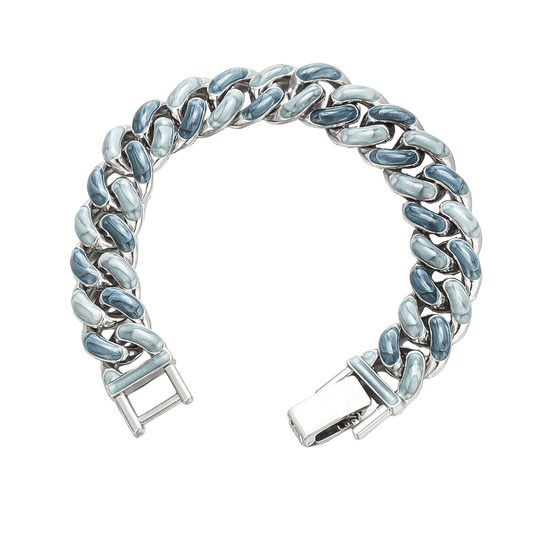 Sky Blue Chain-Link Bracelet for Men