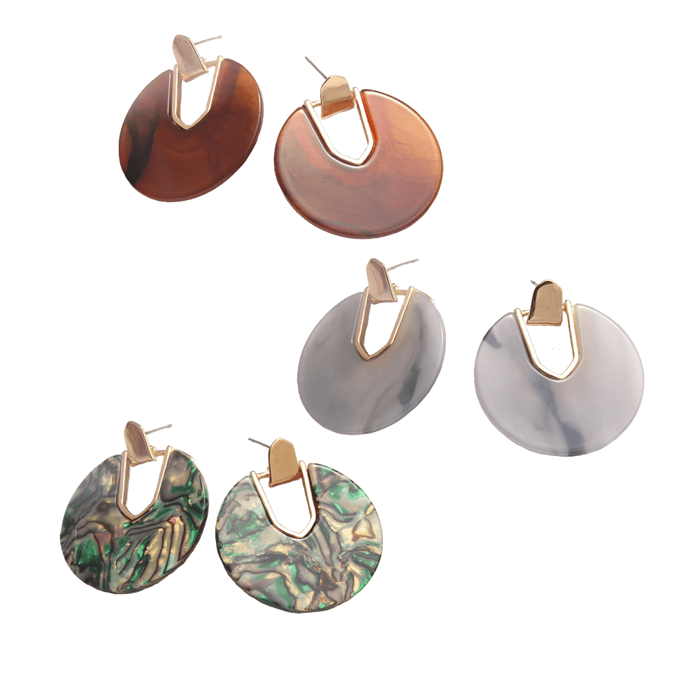 Round Geometric Acrylic Earrings