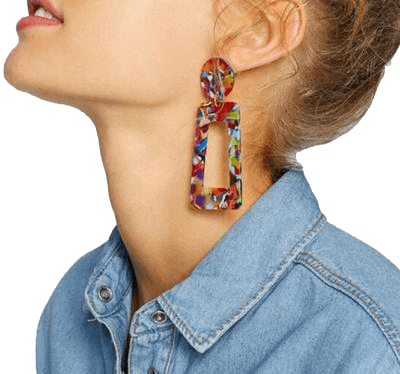 Square Geometric Colourful Block Earrings
