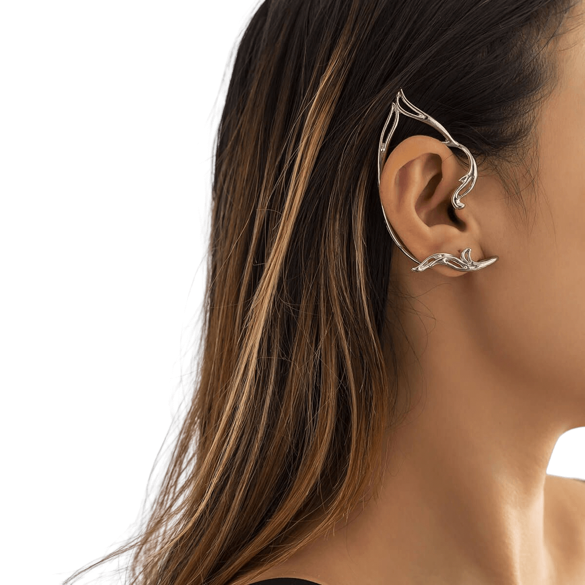 Minimalist Elf Ear Shaped Metal Earrings