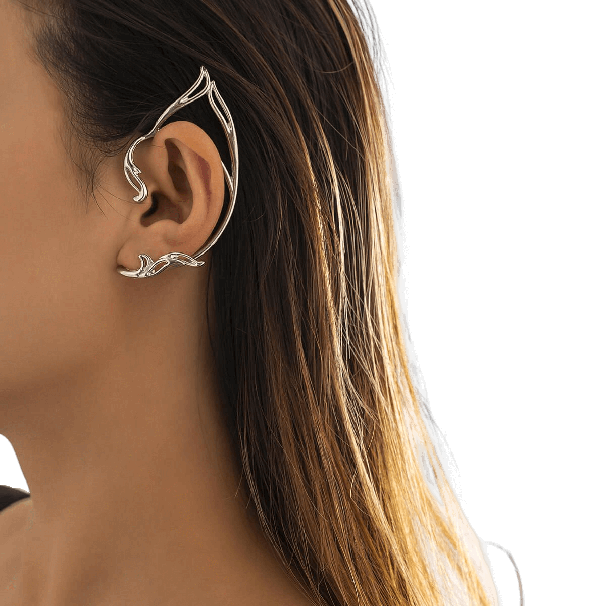 Minimalist Elf Ear Shaped Metal Earrings