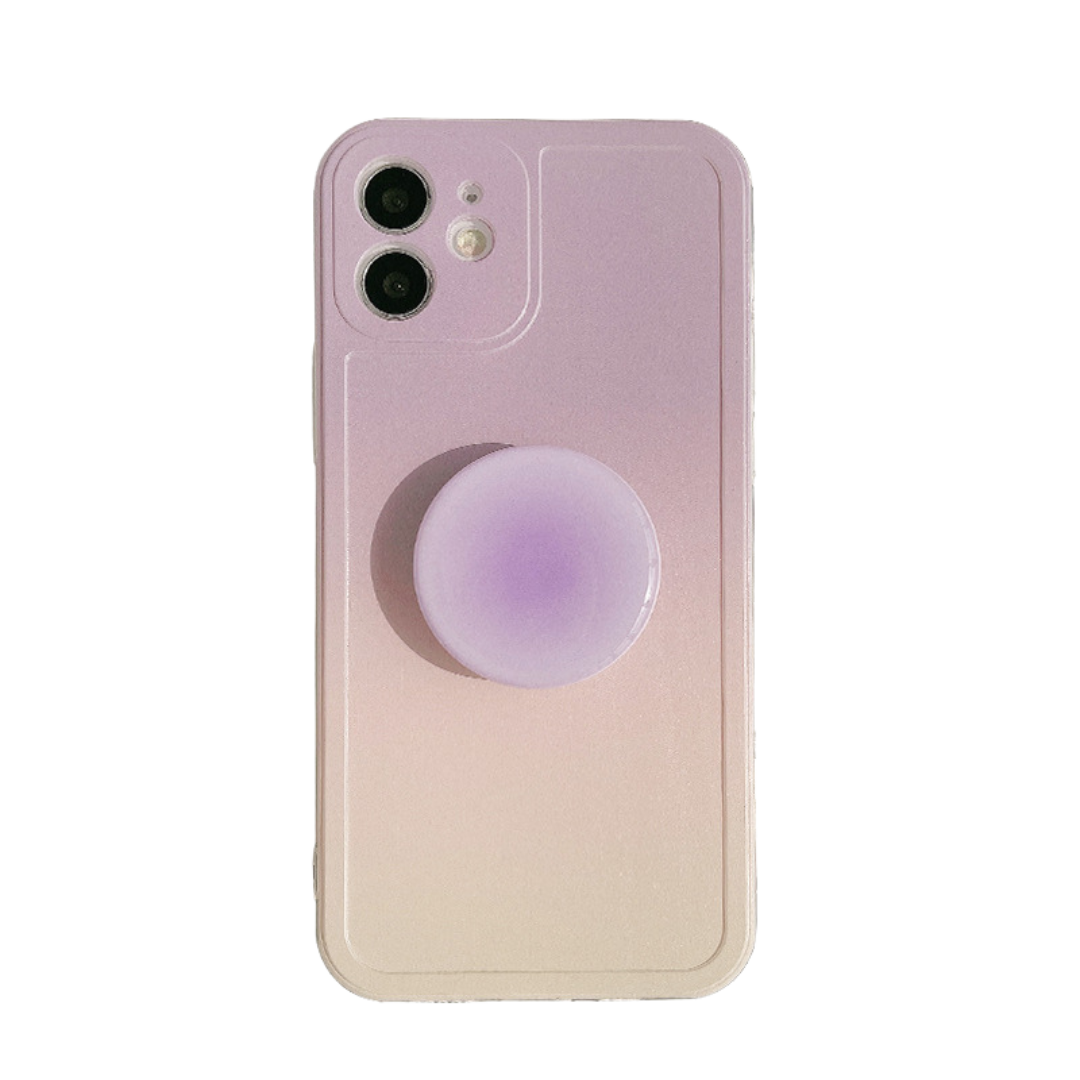 Yellow-Purple Gradient iPhone Case with Matching Pop Socket (can be sold separately) - Compatible Phone Models from iPhone 7 to iPhone 14 Pro Max