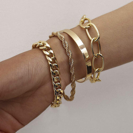 Set of 4 Fashionable Metal Bracelet