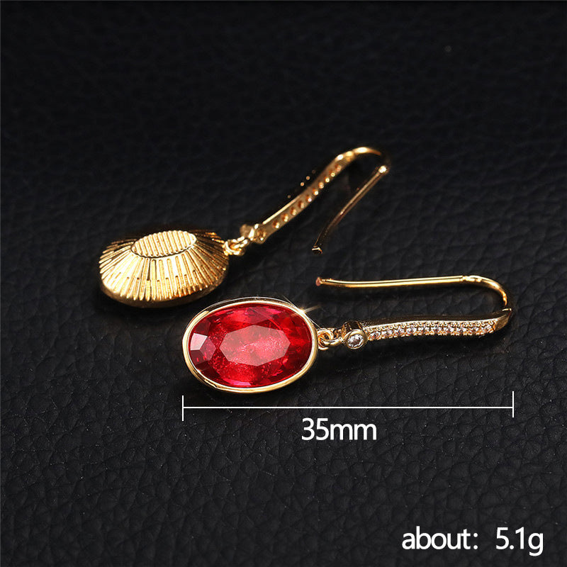 Grenade - Vintage Oval Red Earrings