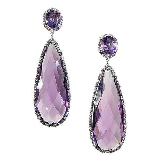 Larme - Purple Teardrop-shaped Dangle Earrings