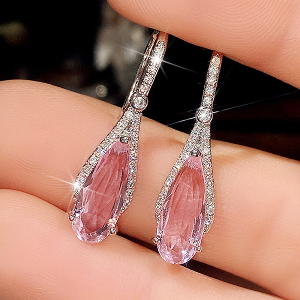 Tendresse - Long Pink Teardrop Earrings