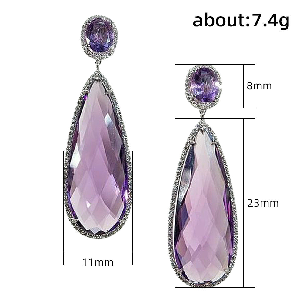 Larme - Purple Teardrop-shaped Dangle Earrings