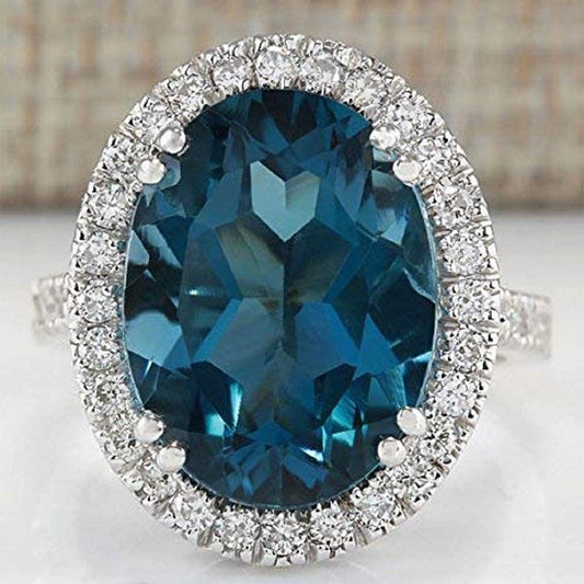 Prestigieux - Peacock Blue Ovate-shaped Ring