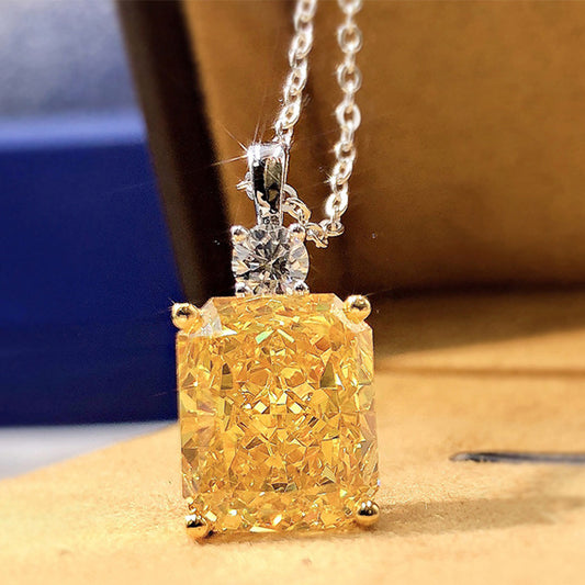Mimosa - Clear Yellow Cube Necklace