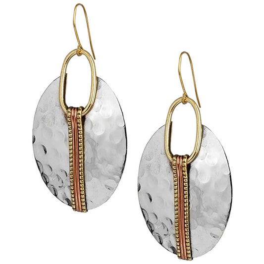 Scarabée - Oval Metallic Plate Earrings