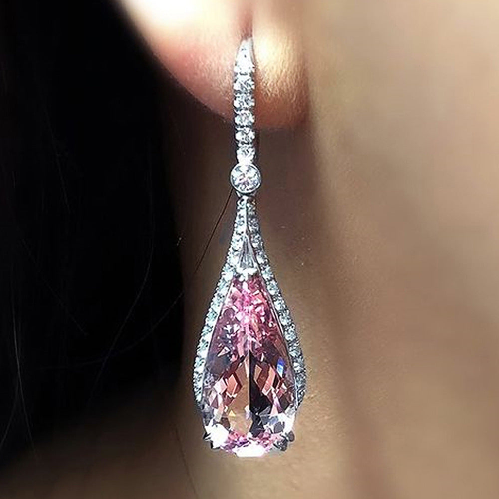 Tendresse - Long Pink Teardrop Earrings