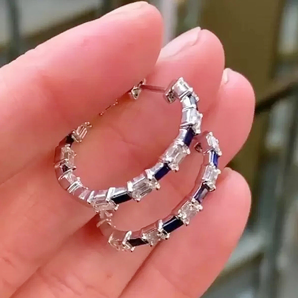 Tranquille - Silver and Blue Hoop Earrings