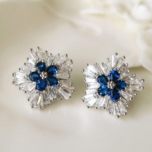 Ravissant - Snowflake-shaped Blue Earrings