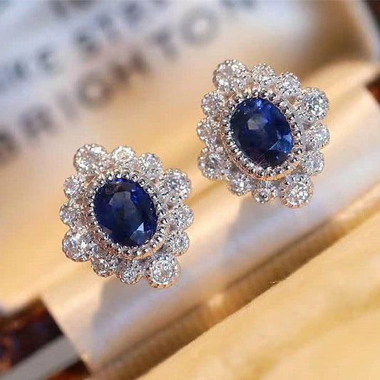 Royal - Blue with Lace Edge Earrings