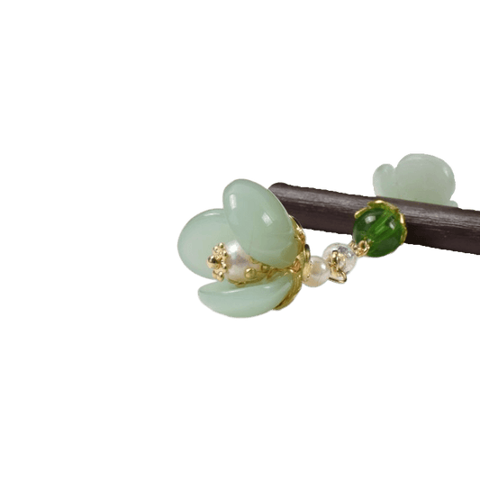 CAIHUA - Flower Pendant Wood Hairpin