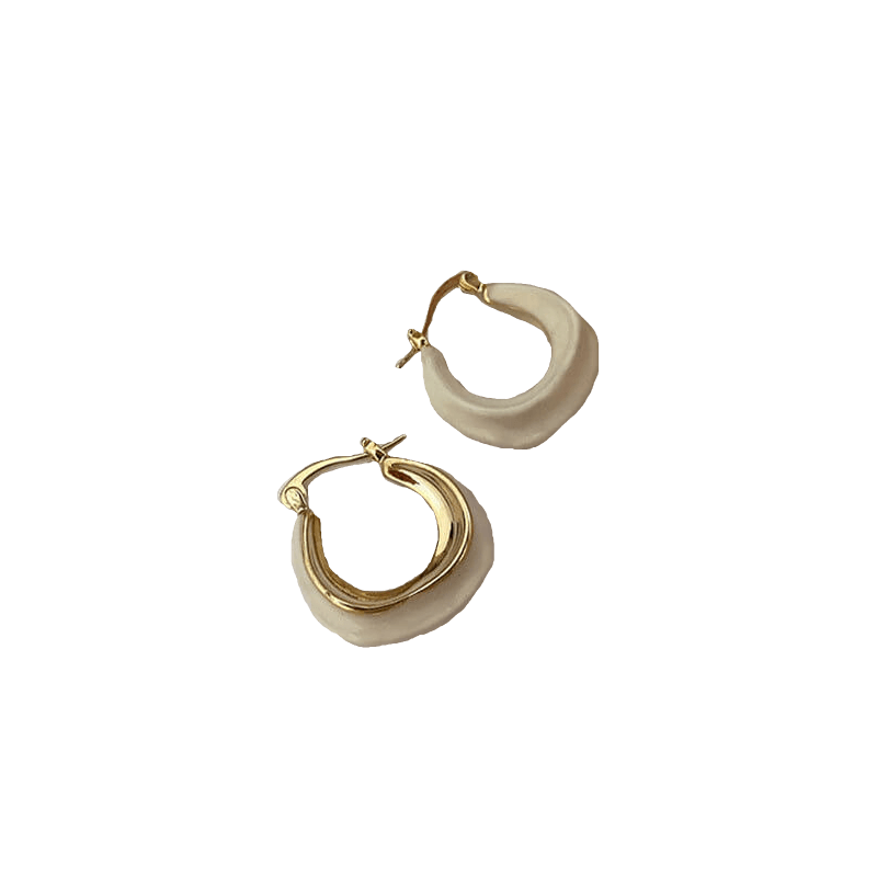 Creamy White Circle Earrings