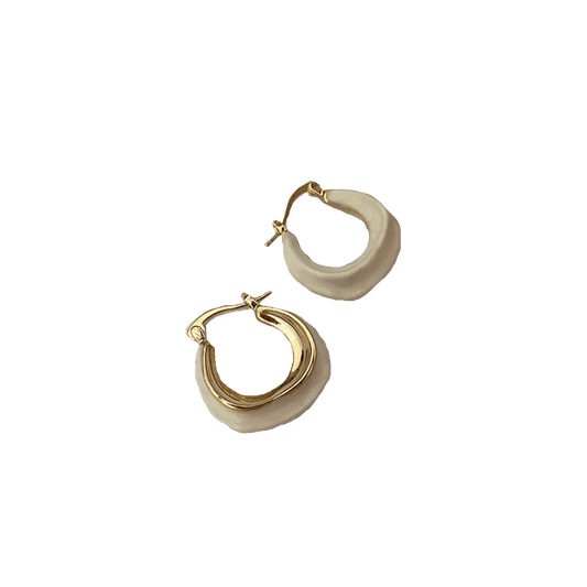 Creamy White Circle Earrings