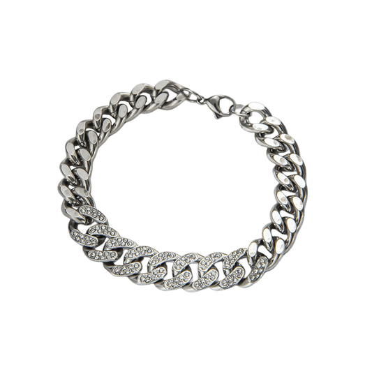 Silvery Chain-Link Bracelet for Men