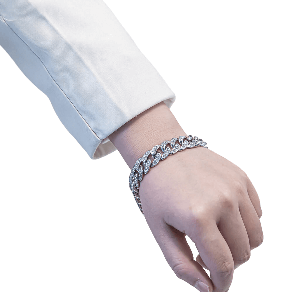 Silvery Chain-Link Bracelet for Men